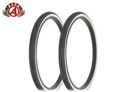 2 ALTA BICYCLE WIRE BEAD TIRE 24 x 1-3/4 S7 WHITEWALL CLASSIC MINI BRICK TREAD.
