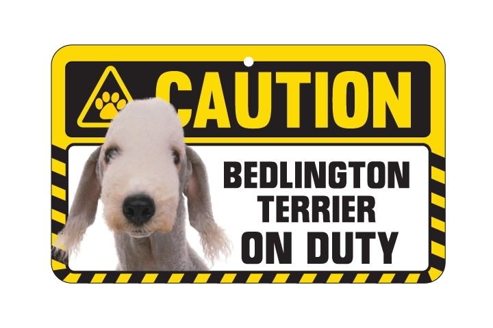 Dog Sign Caution Beware - Bedlington Terrier