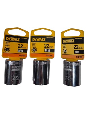NEW DeWalt DWMT74579OSP, DWMT86522OSP, 22mm 6pt & 12pt Socket (LOT OF 3)   