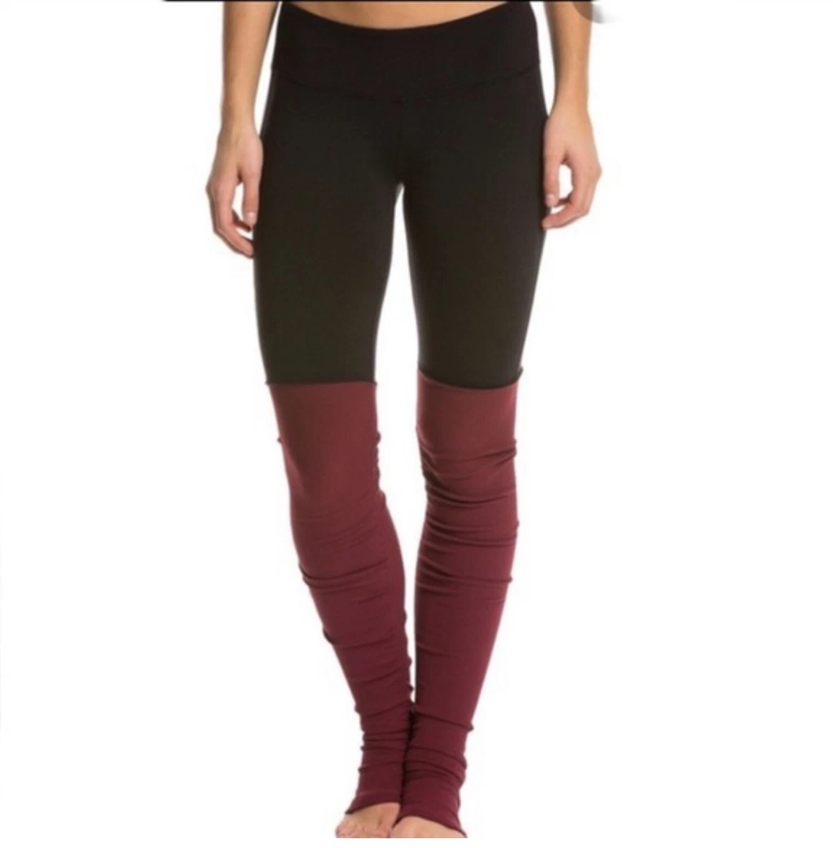 Alo Yoga Goddess Leggings Womens Black Ribbed Knit High Waisted