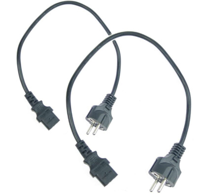 2 x 0,5 m Netzkabel Kaltgerätekabel schwarz Schuko 50 cm Kaltgeräte Strom Kabel