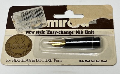 Osmiroid Pen Nib Rola Med Soft Unit Easy-Change 22 Carat Gold Plating NOS SEALED