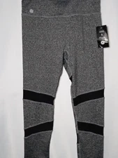 Women's Ebb & Flow Medium Black Gray Athletic Workout Capri Pants