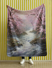 Cherry Blossom Sherpa Fleece Throw Blanket 2 sizes 50" x 60" and 60" x 80"