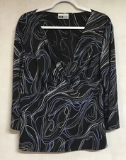 I.N. STUDIO WOMAN SAN FRANCISCO MULTICOLOR  BLOUSE 2 X TOP BLACK PULLOVER