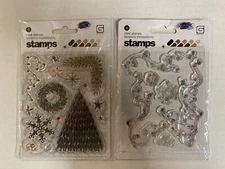Basic Grey Christmas Clear Stamps - 2 Pack Lot - Tannenbaum & Flurries
