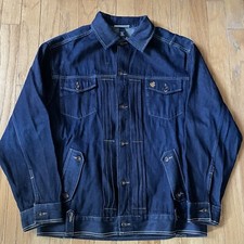 Vintage Pleated Denim Jacket Roca Wear Men XXL 2XL 1990 s