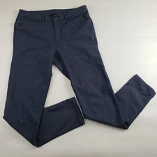 Lululemon ABC Classic Pant Mens 32 Navy Tech Canvas Commuter Casual Chino FLAW