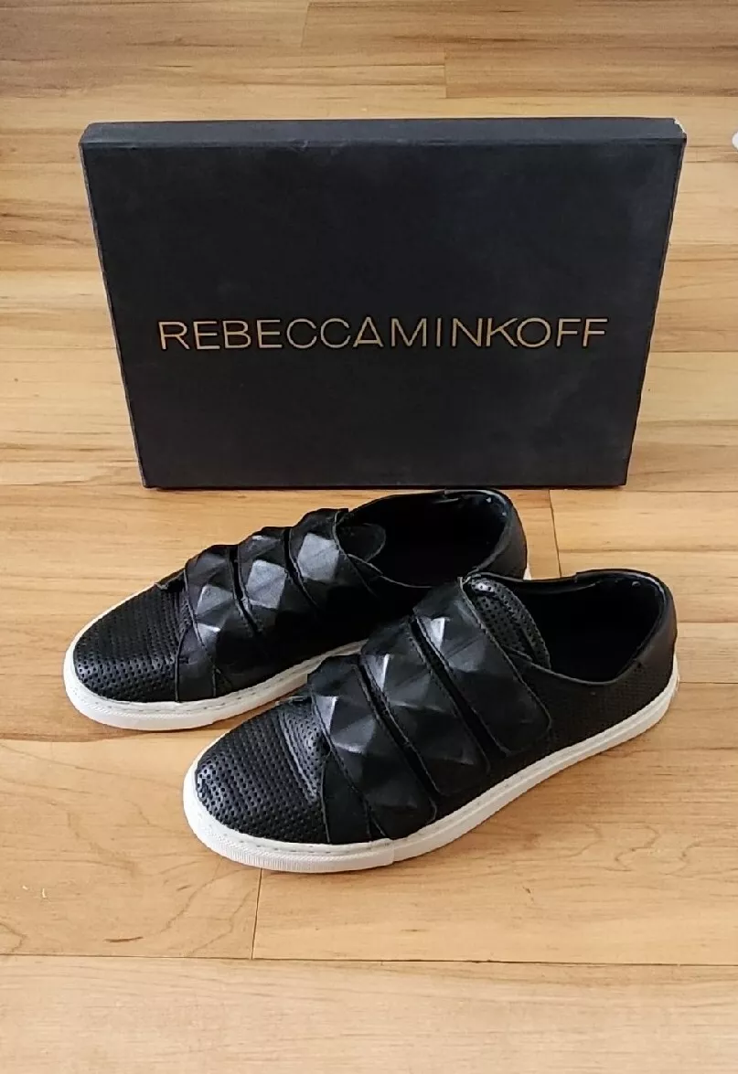 Rebecca Minkoff Women s Becky Black Leather Fashion Sneakers US 7