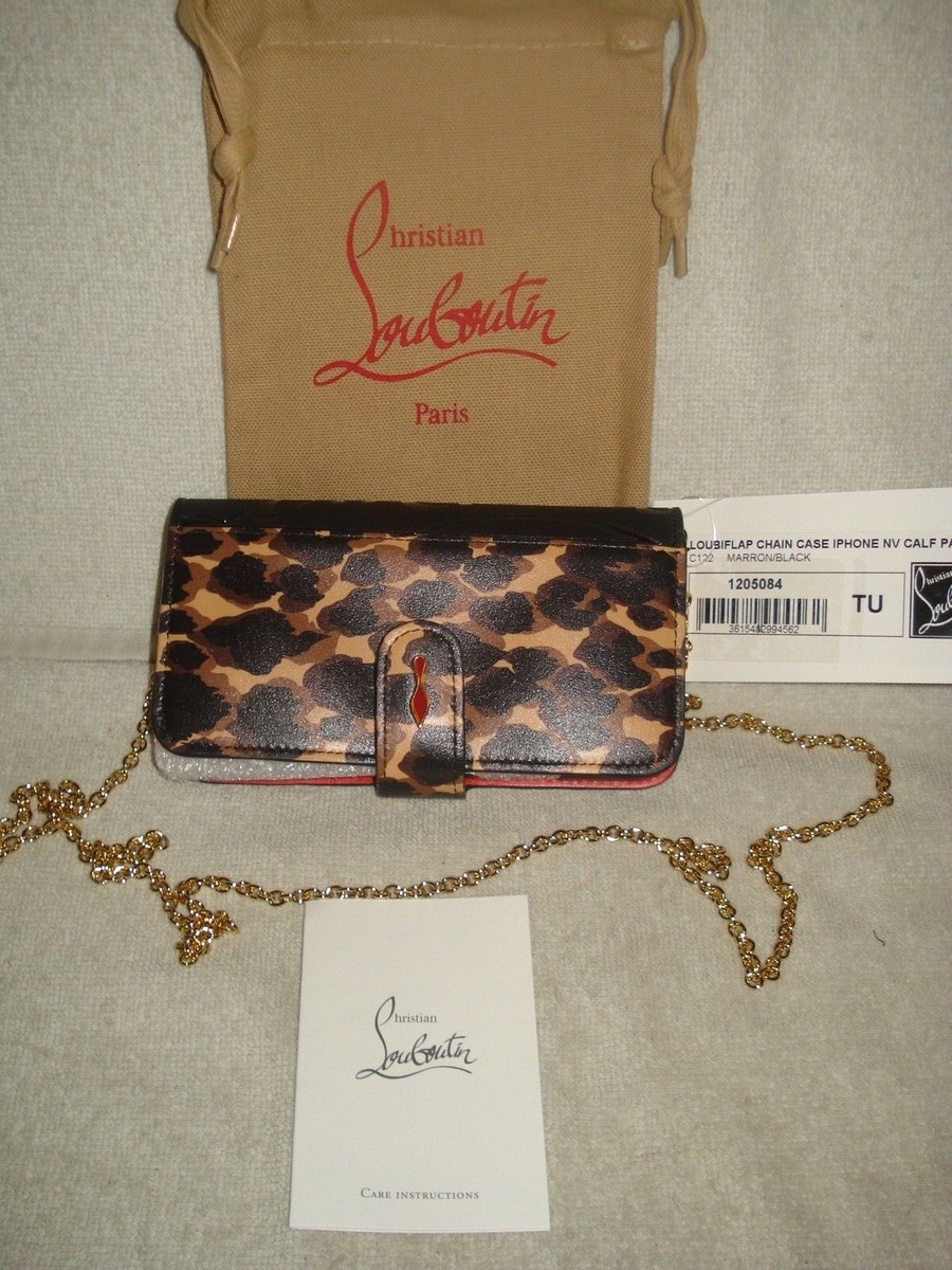 100% AUTHENTIC NEW CHRISTIAN LOUBOUTIN LOUBIFLAP LEOPARD IPHONE