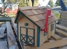 Barn Style Mailbox (Natural Look/Green Trim) - Amish Crafted, Lancaster Cnty
