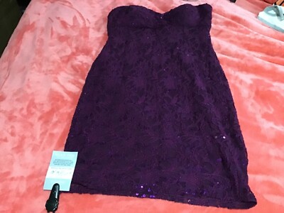 le chateau purple dress Le chateau size 14 eggplant D11132 -527 sequins dress new with tags