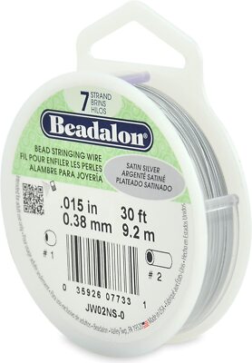 Beadalon Saitendraht 7-Stränge 0,015'' Satin Silber 30 Fuß Schmuckherstellung JW02NS