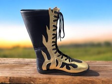Men Wrestling Boots | Pro Wrestling Boots | Custom Handmade Tall Lace-Up Boots