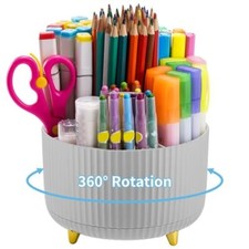 Desk Organizer, 360-Degree Rotating Pen Holder for Desk, Desk Organizers Grey