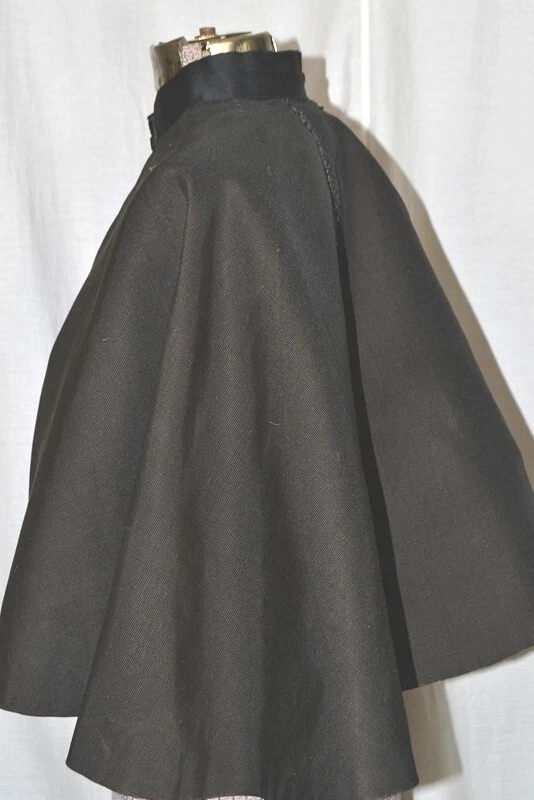 capa antigua capelet negro talla única bombazine victoriano eduardiano 1890 original