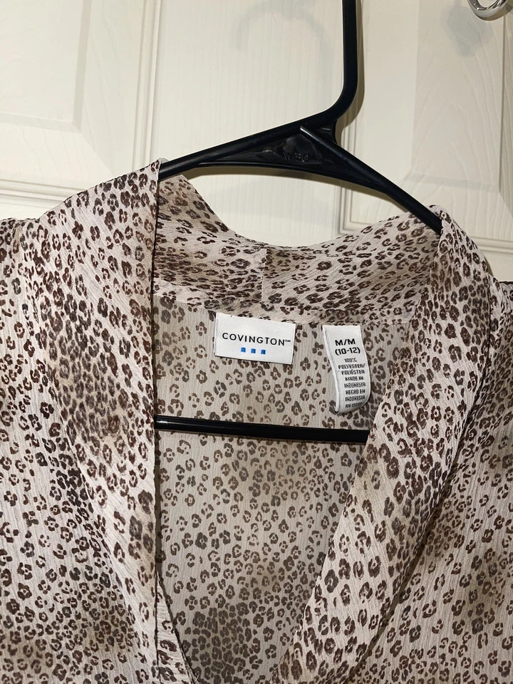 Blusa vintage Covington con estampado de guepardo para mujer mediana (8/10) con lazo Foto 4 de 4