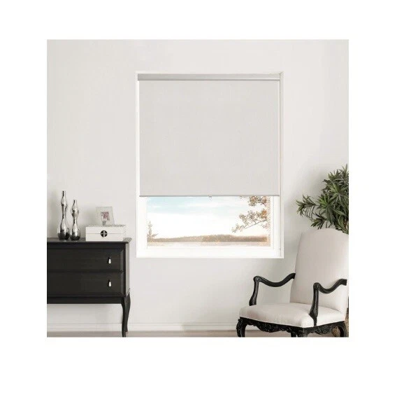 Brielle Shimmer Blackout Cordless Roller Shade 27”x 66” - Silver - Image 1 of 4
