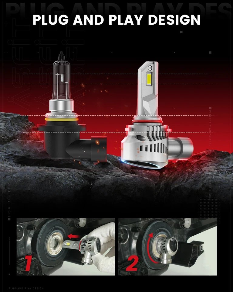 Lasfit 9005 HB3 LED Faros Bombilla Luz Baja Brillante Reemplazar Halógeno Serie LAair Foto 3 de 4
