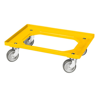 Logiplast Bäckerkisten-Set – 9 Kisten 600x400x150 Mm + Transportroller – Gelb, Lebensmittelecht