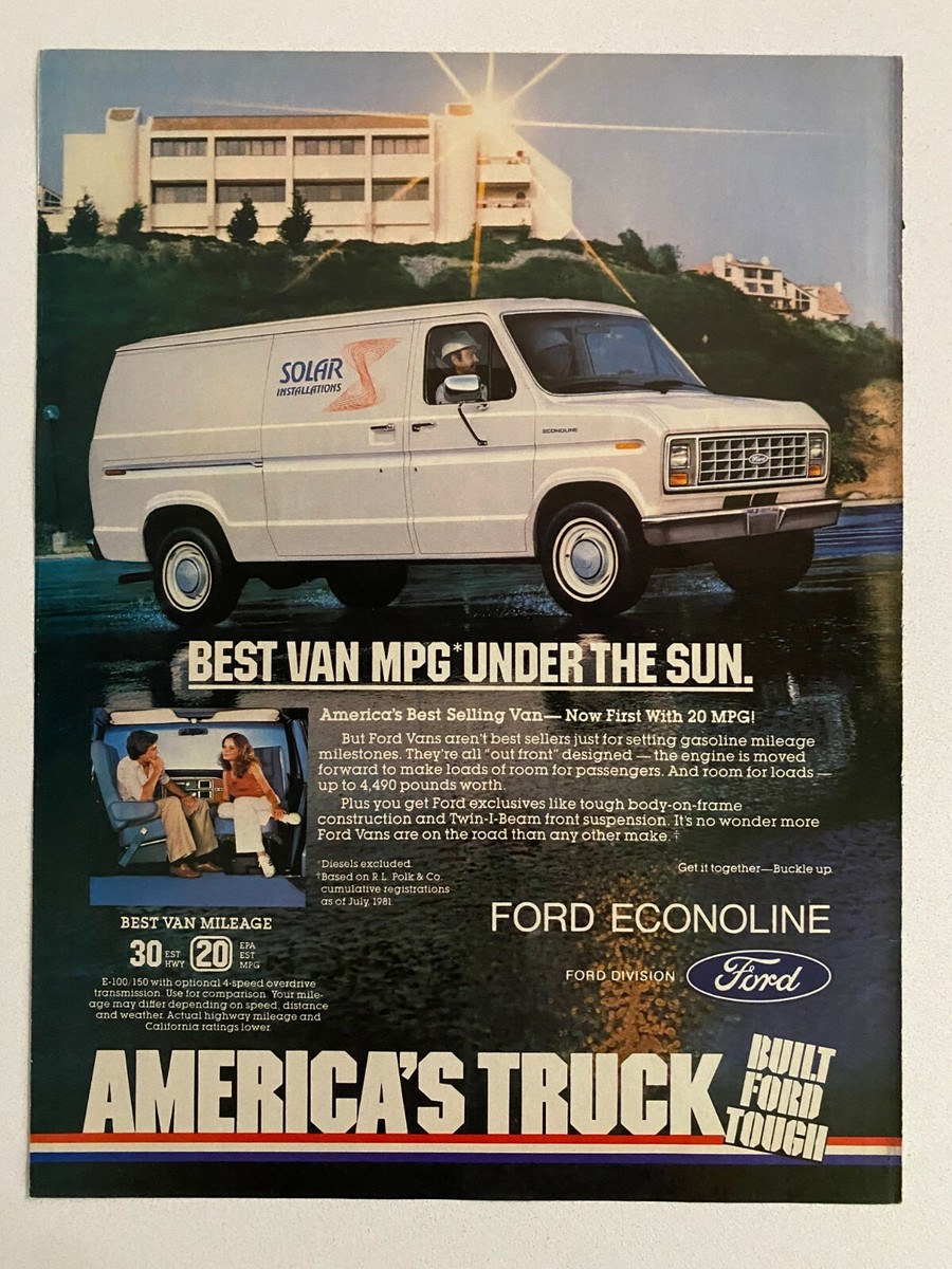 Ford Econoline Van Vintage 1980's Print Ad