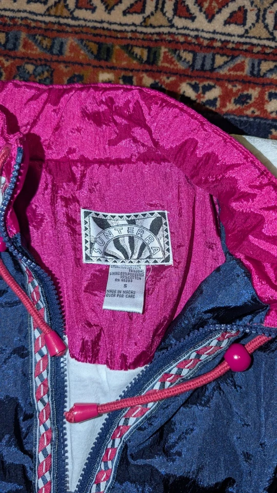 Disfraz De Colección Años 80 90 Bloque de Color Rompevientos Traje de Pista Chaqueta Nylon Hip Hop Pequeño Foto 4 de 4