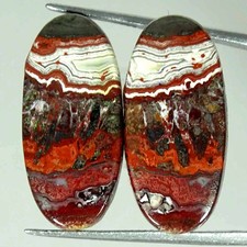 27.20Cts Natural Crazy Lace Agate Oval Pair Cabochon Loose Gemstone 12x26x4 mm