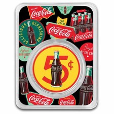 Coca-Cola® 1 oz Silver Colorized Round 5 cent Bottle (in TEP) 94.02 per troy oz