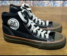 PF Flyers Hi Top Sneakers Lace Up Mens 5 Women’s 6.5 Black Sandlot Shoes Canvas