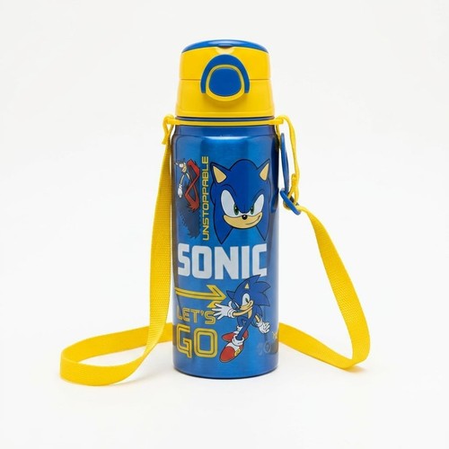 Sonic The Hedgehog Kids Water Bottle 600ml Aluminium School Drinks Bottle