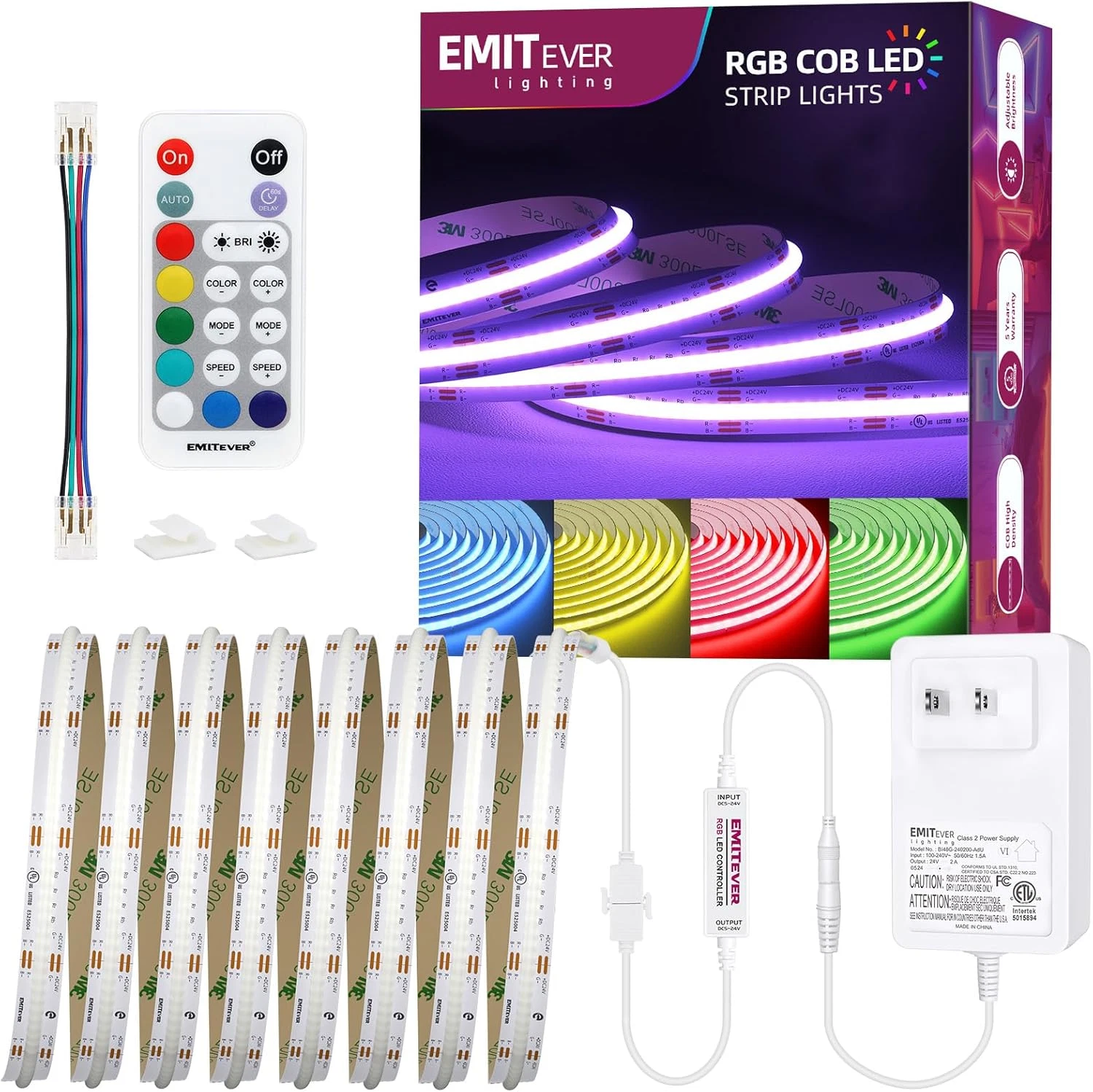 Dimmable RGB LED Strip Light 16.4Ft with Remote for Home & Party Decor