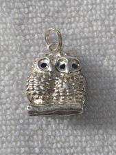 Vintage 925 Sterling Silver/Gold Tone Owls Pendant