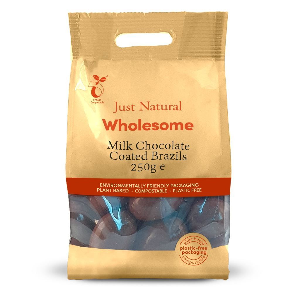 Just Natural Wholesome Milk Chocolate Coated Brazils 250g - 2 Pack