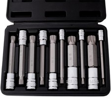 eSkde 10 Piece Triple Square Spline Bit Socket Set with Storage Case 4" M4 - M18