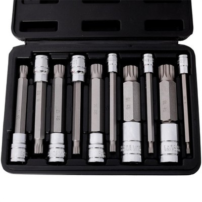 eSkde 10 Stück Triple Square Spline Bit Steckschlüsselsatz mit Aufbewahrungskoffer 4'' M4 - M18