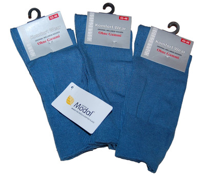 Herren Modalstrümpfe ,Wellness-Socken ohne Gummi 3er Pack jeansblau Gr.43-46