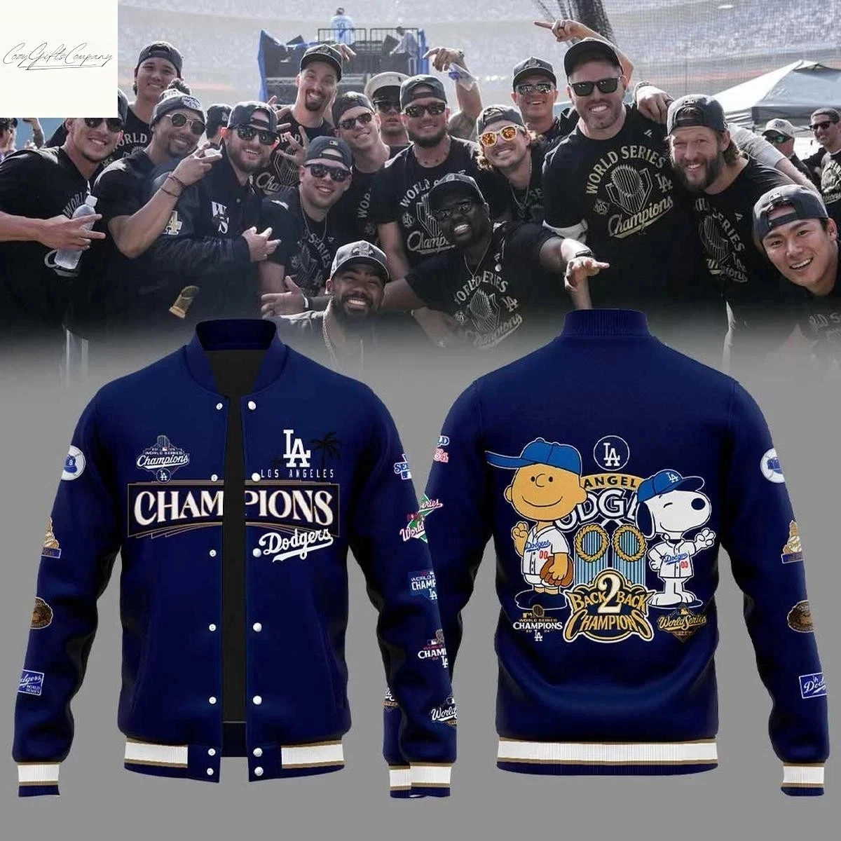 LA Dodger x Snopy To Back 2025 World Series Champions Jacket