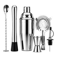 6-Piece Stainless Steel Cocktail Shaker Set - Premium Bartender Kit for Home Bar