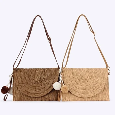 Handmade Woven Straw Shoulder Beach Crossbody Bag Half Price Clearance - Image 1 of 4