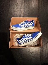 VANS Ward Blue/White Checkerboard Canvas Lace-Up Sneakers US 3.5
