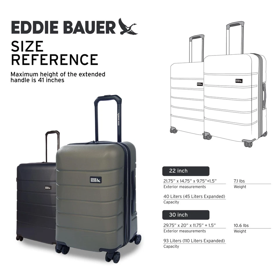 Equipaje de mano Glacier 22" | Lado rígido | Ruedas giratorias | Ampliable | Ligero... Foto 3 de 4