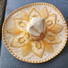 PIGALLE Mexican Sombrero Mariachi Hat 23   Gold Sequin Original Authentic 7X