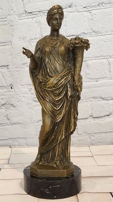 Bronze Fortuna Sculpture Signed Patoue Goddess of Destiny Luck Art Statue