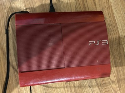 Sony Playstation 3 Super Slim Red Console 500gb PS3 W/ Controller, Cords TESTED
