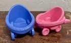 Vintage 1996 Fisher Price Little People Blue And Pink Baby Strollers