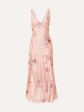 LOVESHACKFANCY Kendall ruffled floral-print silk-satin maxi dress M