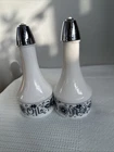 Vtg Gemco Butterfly Blue Oil and Vinegar Cruet Set Flower Milk Glass USA 1970’s