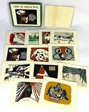 Kiyoshi Saito 12 Woodblock Print Cards Boxed Set 1950's Mint Condition