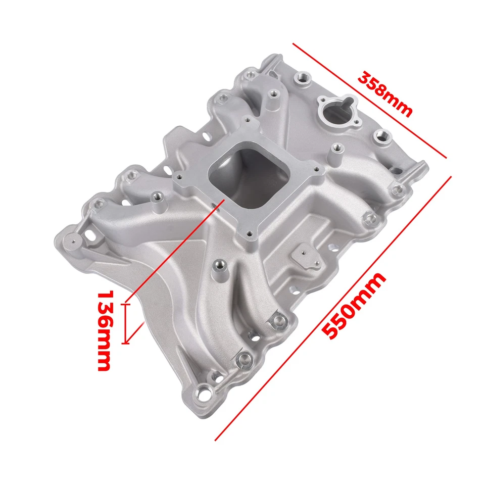 Colector de admisión plano único de baja elevación para Oldsmobile 400 425 455 modelo V8 plateado Foto 3 de 4