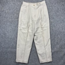 Vintage Lauren Ralph Lauren Linen Trousers Lined Womens 12 30x28 Gray Pleated